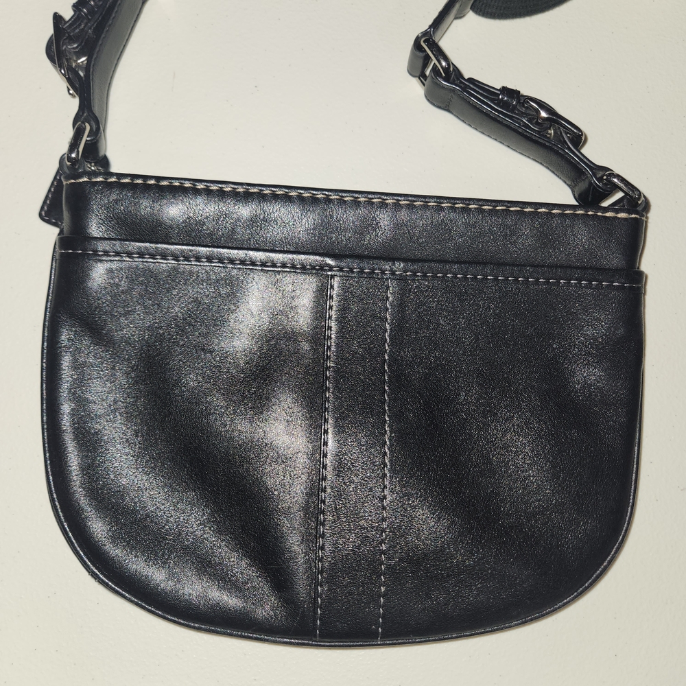 Vintage Coach Black Leather Swingpack Bag Tassel Crossbody Messenger Purse - Picture 6 of 11